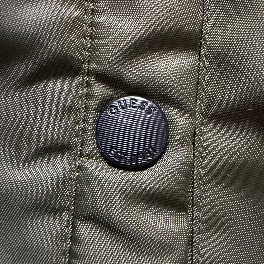 GUESS Men’s Olive Green Bomber Jacket Pocket Triangle Logo XL - Picture 4 of 10